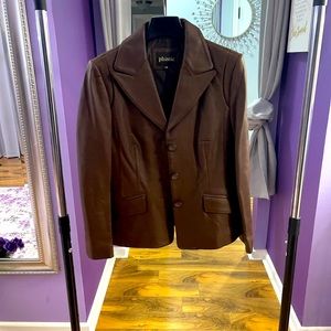 Phistic brown leather blazer size extra small